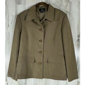 Alanni by Donnybrook Jacket 10 Tan Linen Blend Button Front Cinch Back Blazer